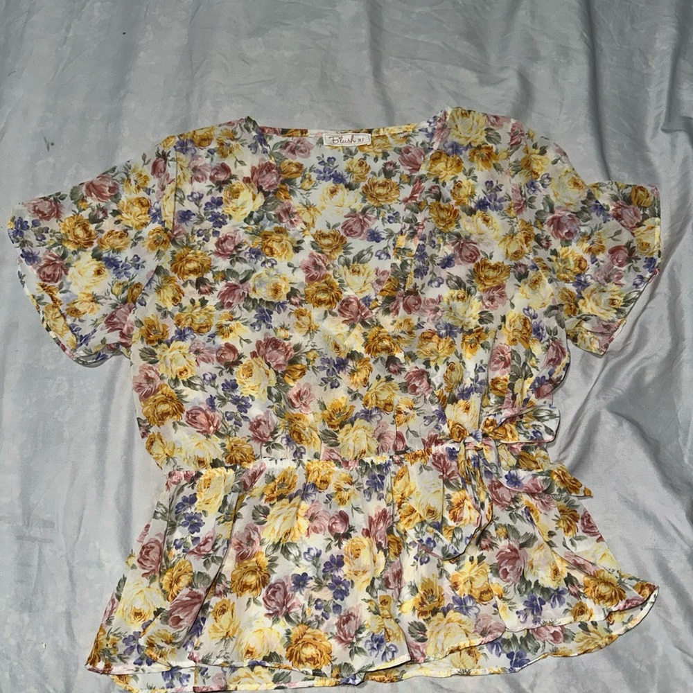 Floral Women's Top with Belt